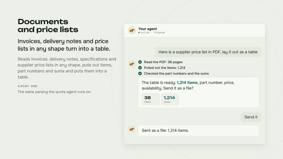 Documents and price lists
