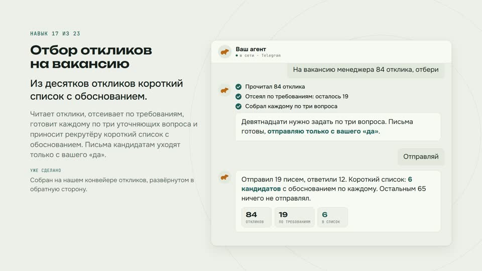 Отбор откликов на вакансию